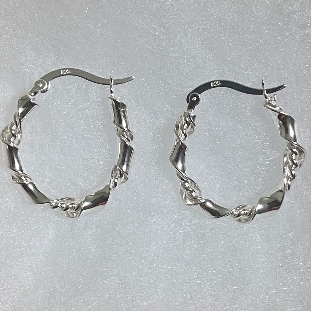 925 PURE Sterling silver  twisted hoops .